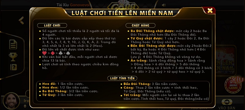 Luật chơi Tiến Lên Miền Nam Go88